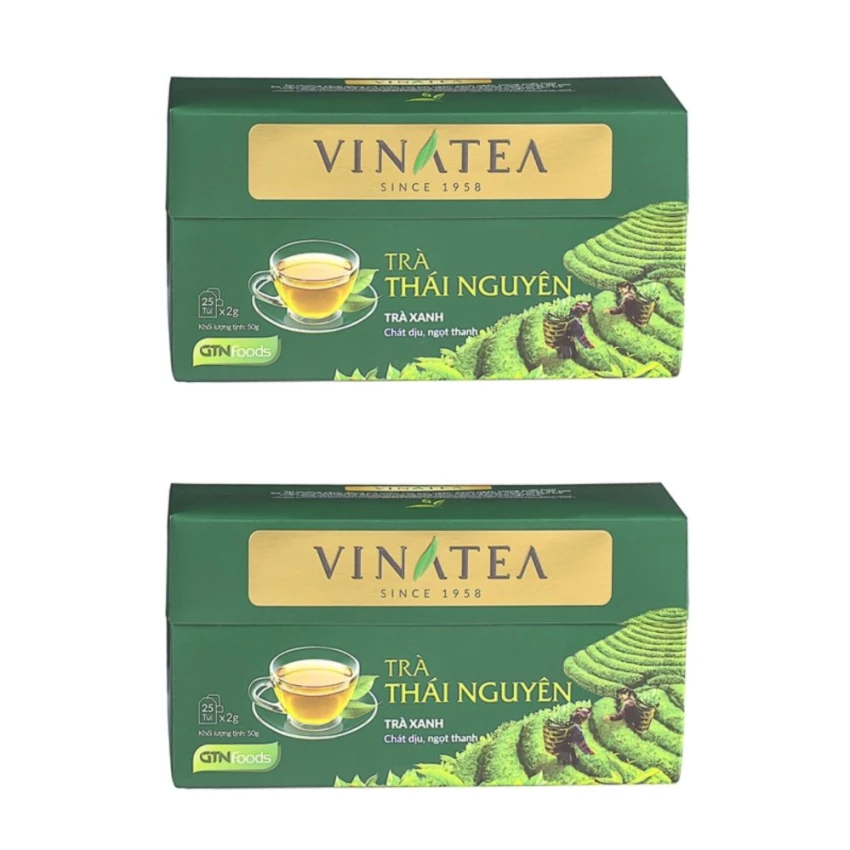 Combo 02 hộp trà Vinatea Thái nguyên túi lọc 50g