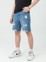 Quần Short Nam Regular Fit Wash Rách Lai Tưa MSR 1015