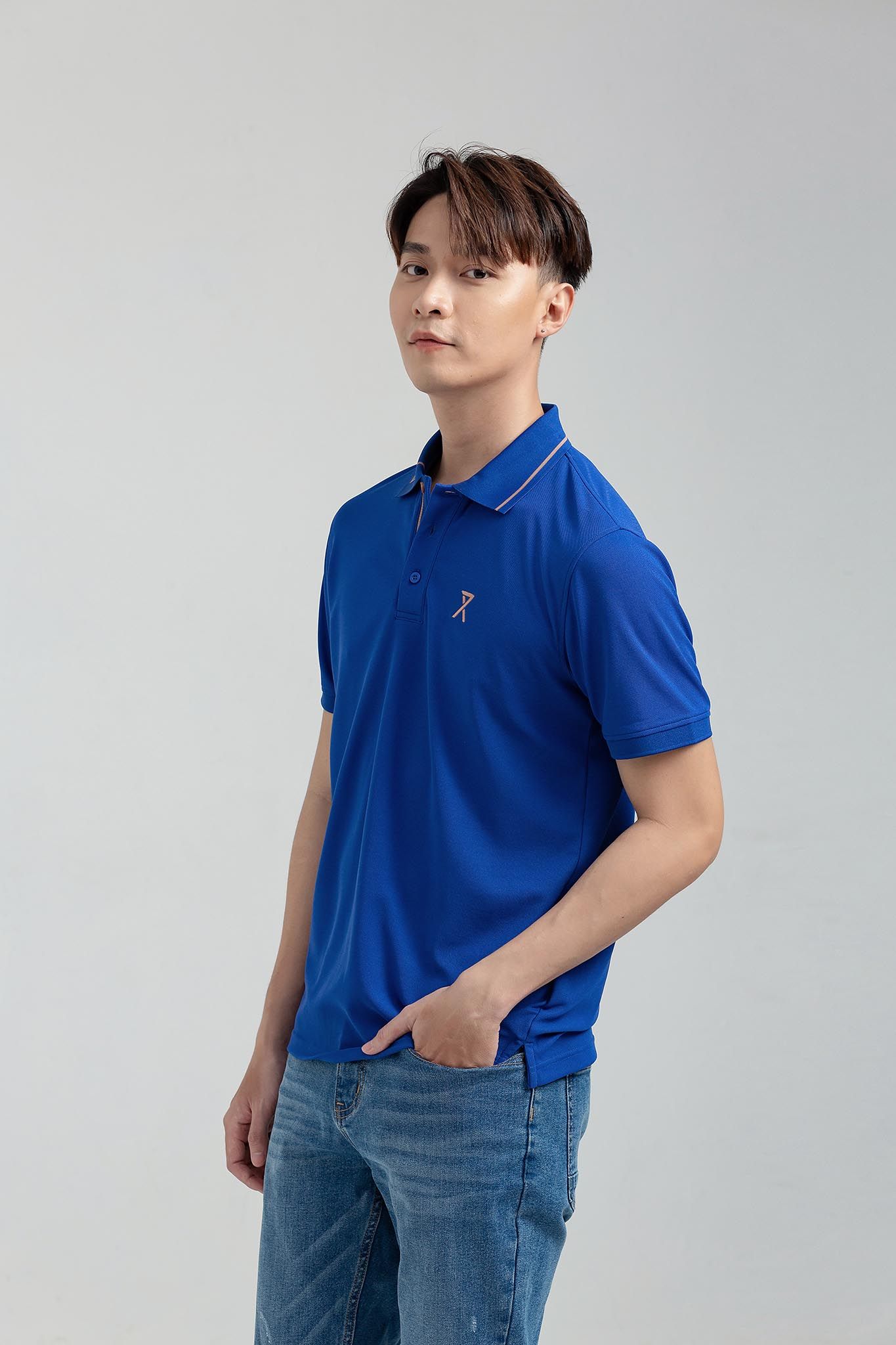 Áo Polo Nam Cà Phê Regular Fit Bo Cổ MPO 1017 - Xanh