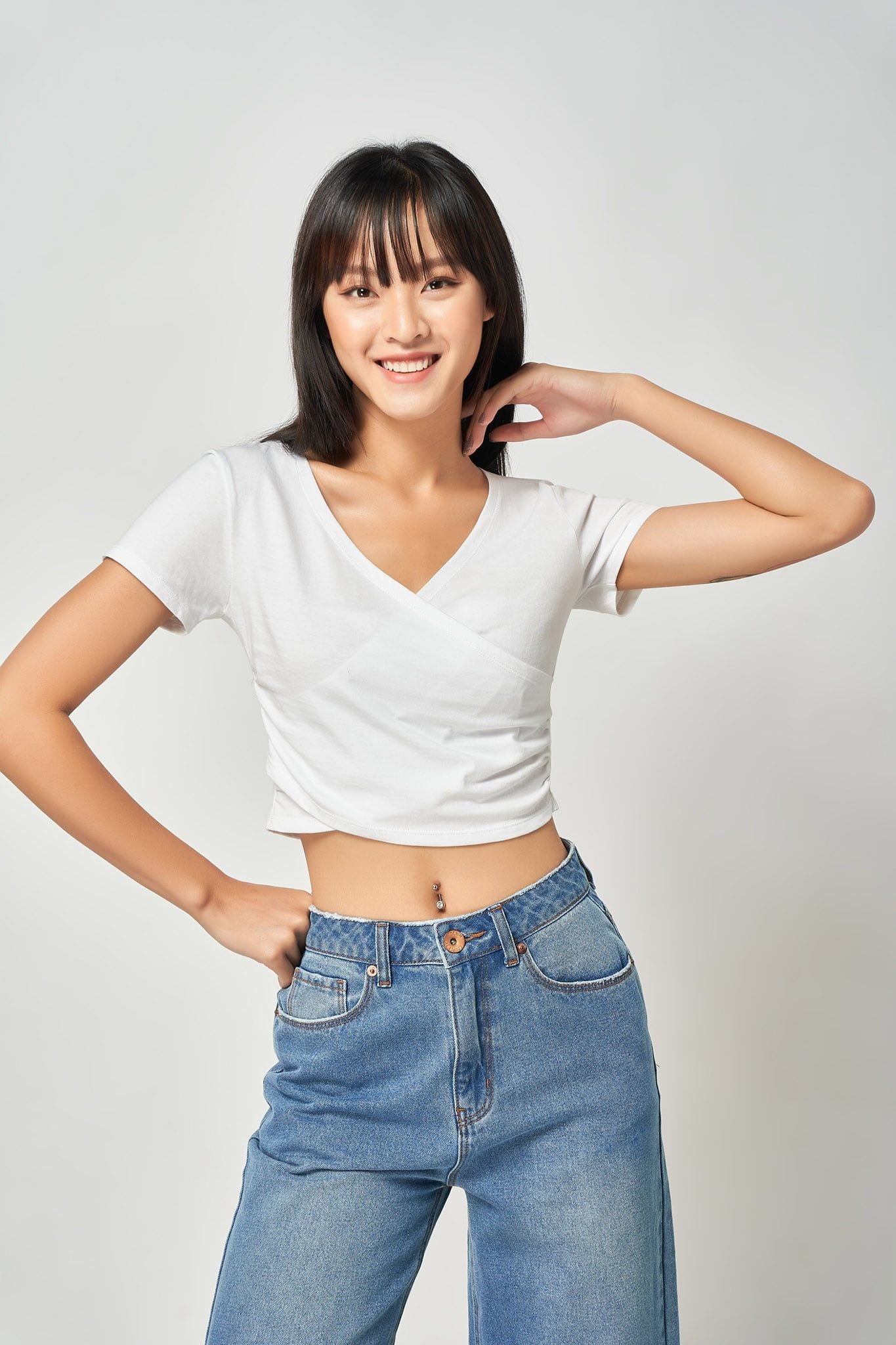  Áo Thun Nữ Croptop Đắp Tà WTS 2062 