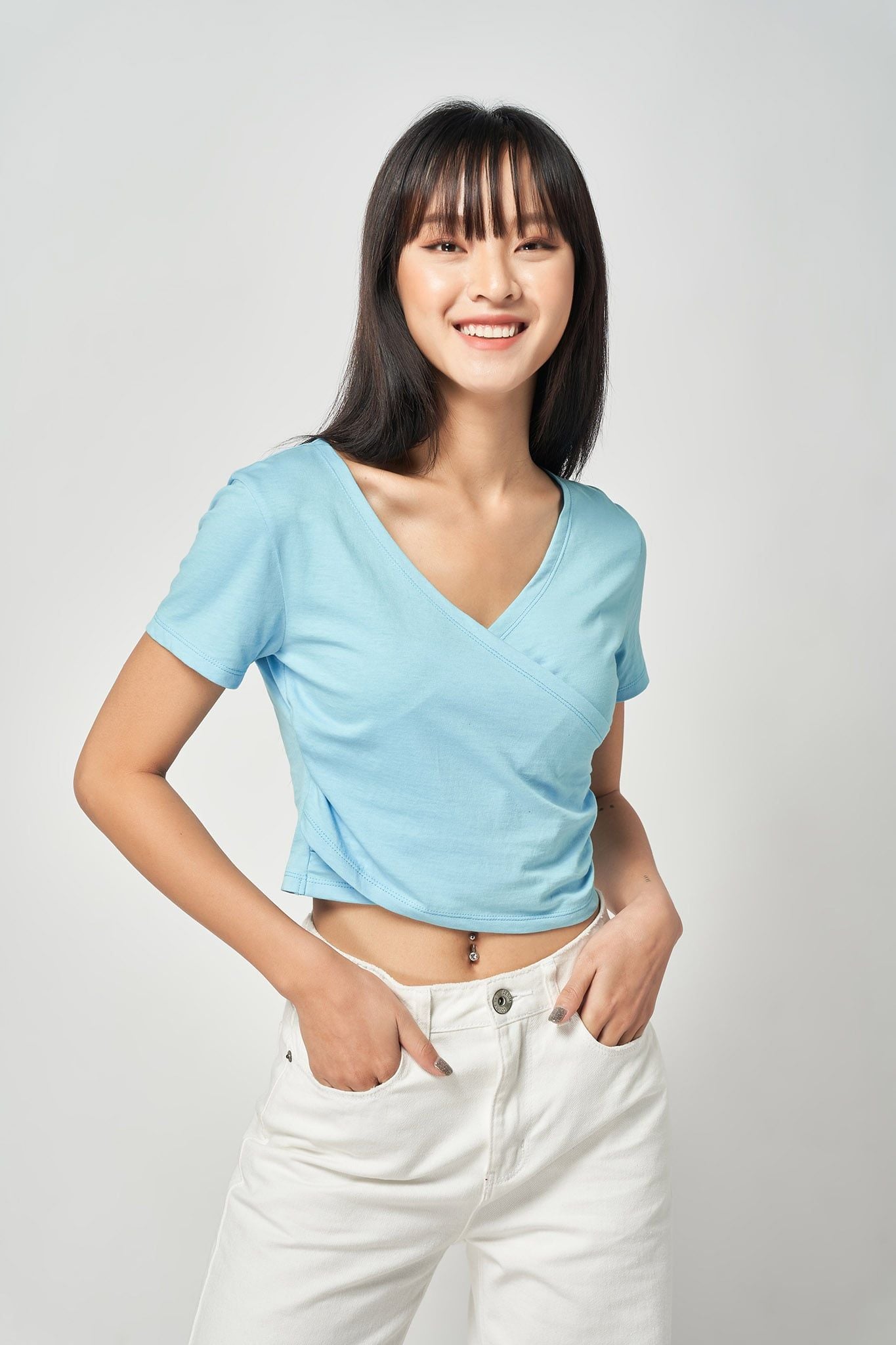 Áo Thun Nữ Croptop Đắp Tà WTS 2062 
