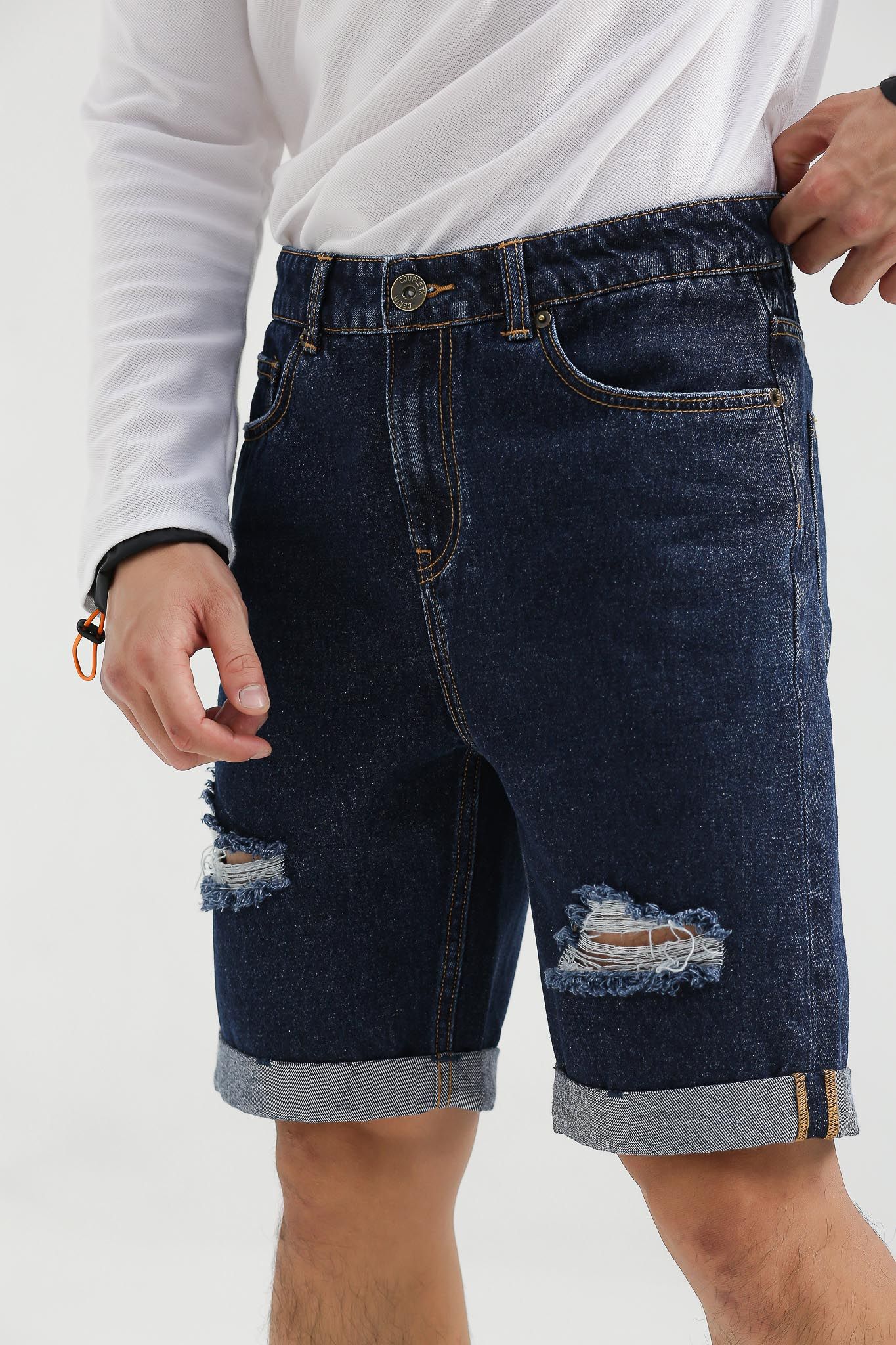Quần Short Jeans Nam Slim Fit Rách MSR 1021 - 