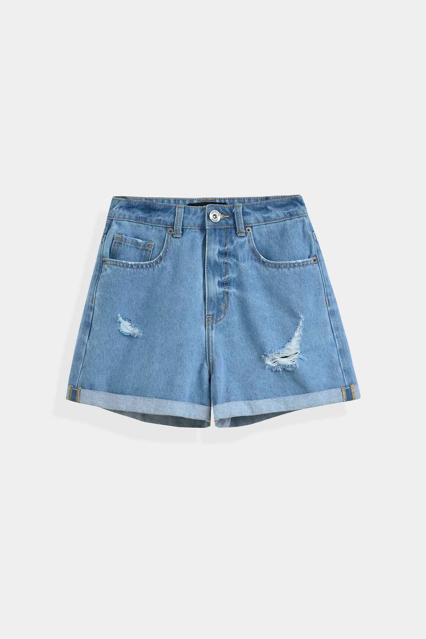 Quần Short Jeans Nữ Loose Fit Wash Rách WSR 2019 - 