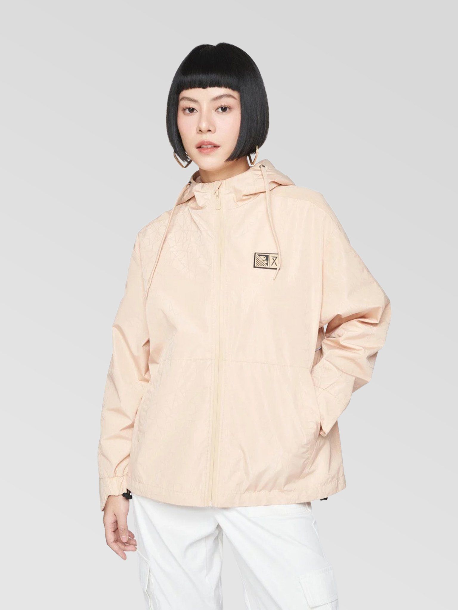  Áo Khoác Nữ Dù Trượt Nước Emboss Hoa Văn WOP 2038 