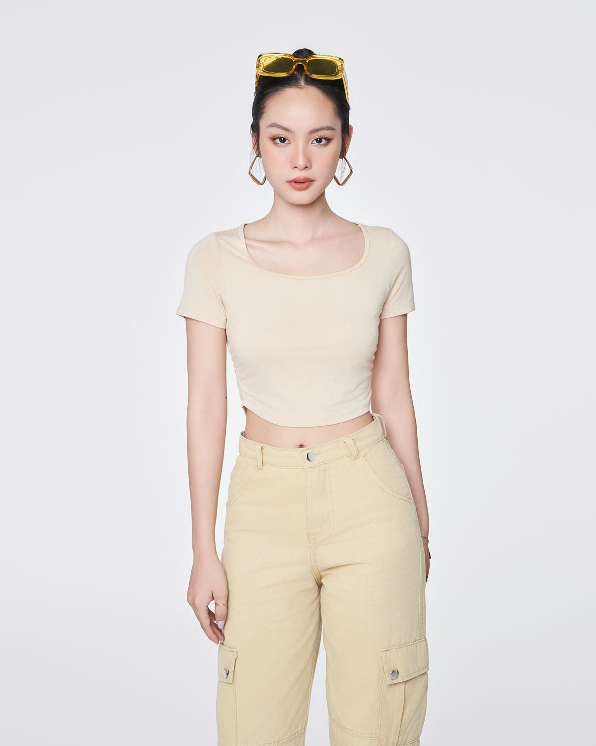  Áo Thun Nữ Croptop Banana Kiểu Nhún Sườn WTS 2267 
