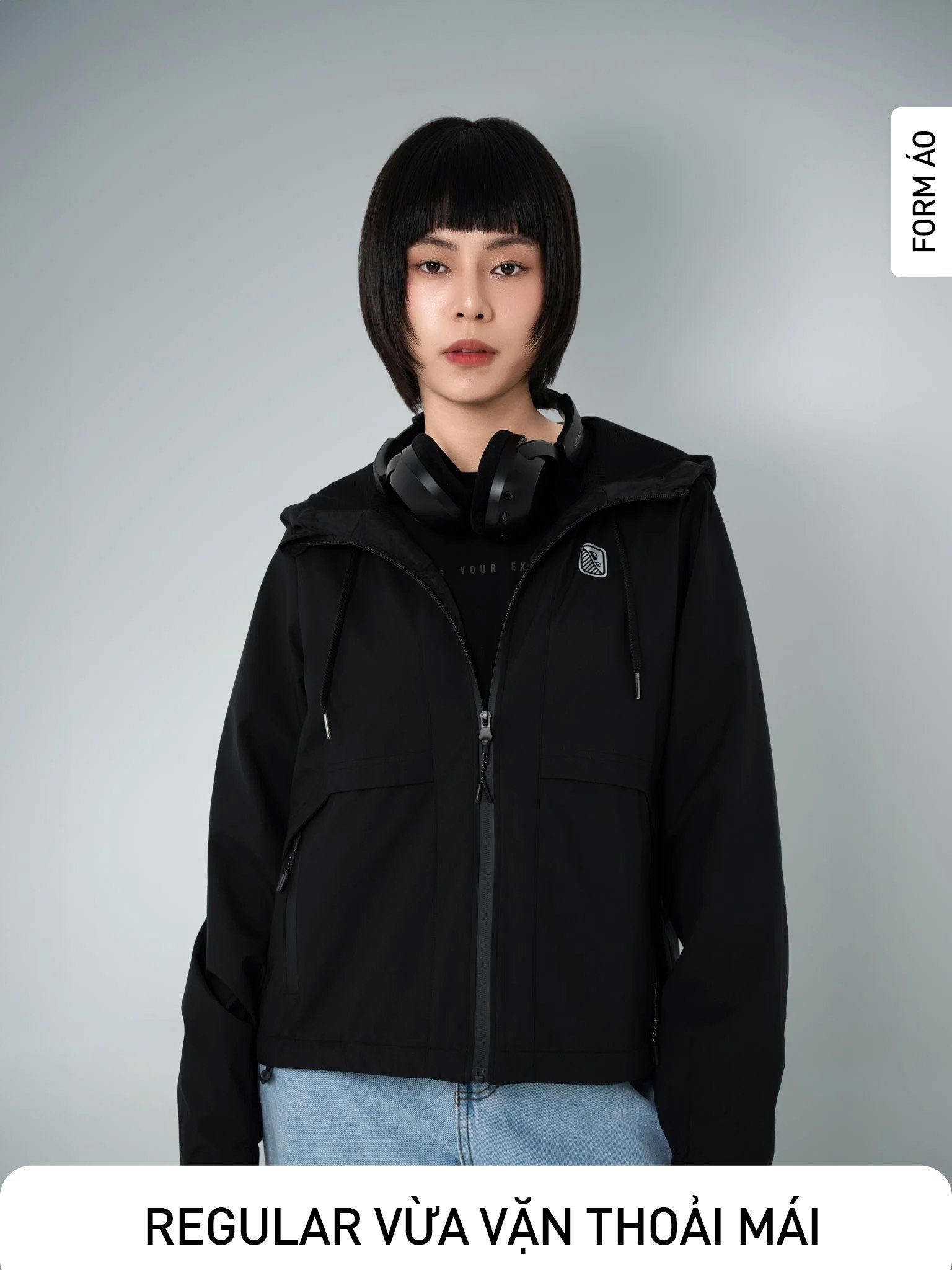  Áo Khoác Nữ Trượt Nước Logo Phản Quang WOP 2074 