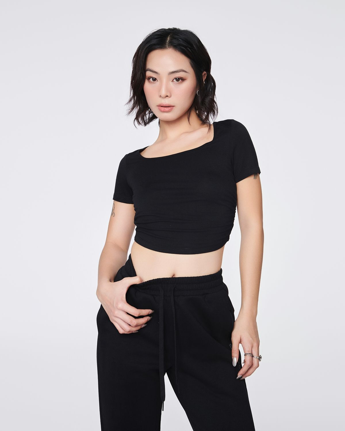  Áo Thun Nữ Croptop Banana Kiểu Nhún Sườn WTS 2267 