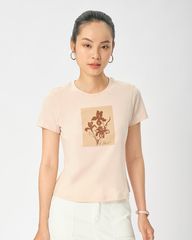 Áo Thun Nữ In Chìm Hình Hoa Vẽ WTS 2356