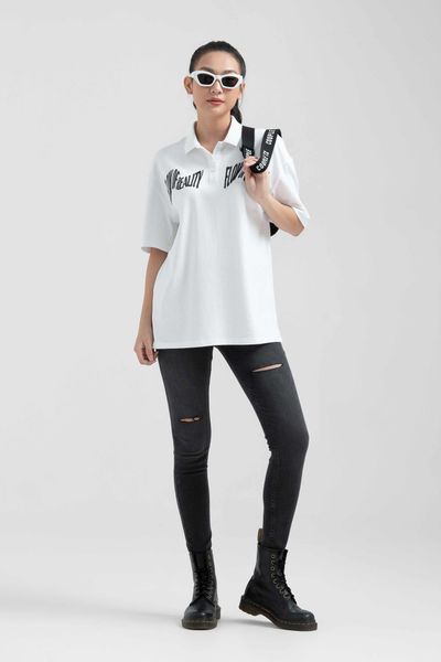 Áo Polo Nữ Jersey Relax Fit In Typo Trước Ngực WPO 2025