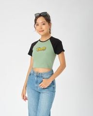 Áo Kiểu Nữ Croptop Raglan Phối Màu WTS 2330