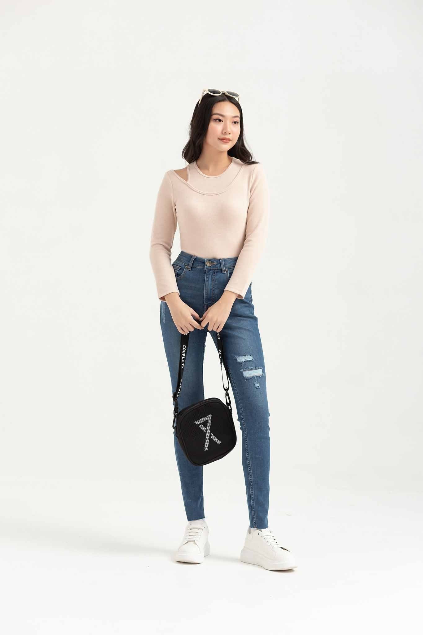  Quần Jean Nữ Skinny Wash Rách WJE 2018 
