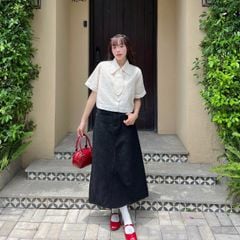 Áo sơ mi form lửng nơ cổ Nova