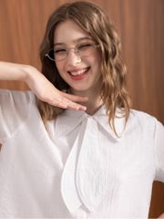 Áo sơ mi form lửng nơ cổ Nova