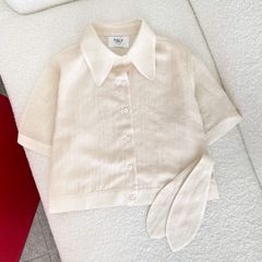 Áo sơ mi form lửng nơ cổ Nova