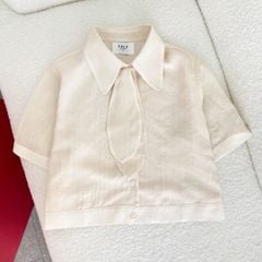 Áo sơ mi form lửng nơ cổ Nova