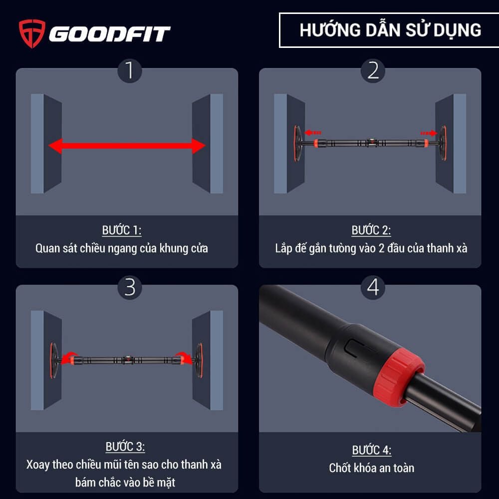 Xà đơn gắn cửa, treo tường chính hãng Goodfit GF201PU