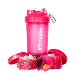 GIFT Bình lắc iFitness Pro Shaker 4-in-1 Cao Cấp - Hồng