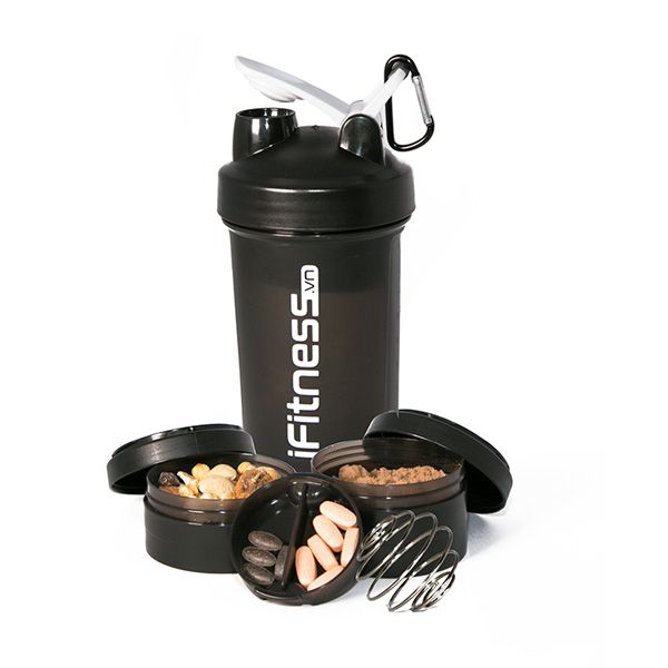GIFT Bình lắc iFitness Pro Shaker 4-in-1 Cao Cấp - Đen