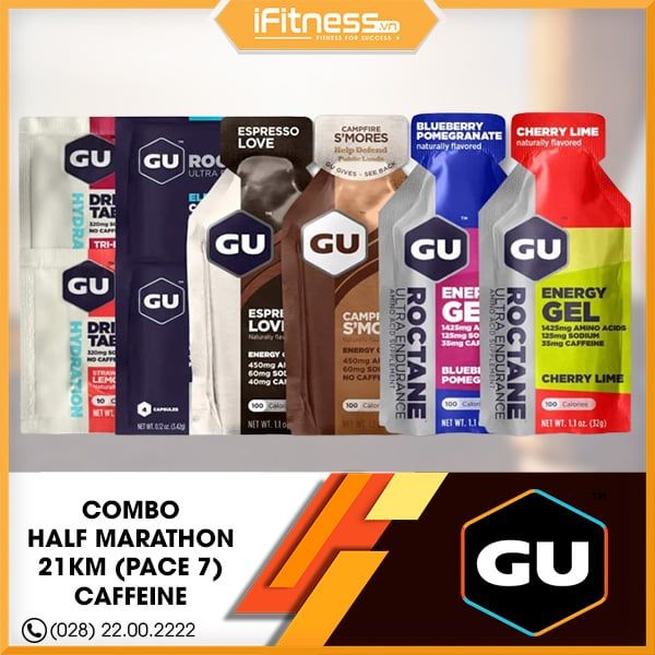 Combo GU Energy Half Marathon 21km (Pace 7) - Có Caffeine