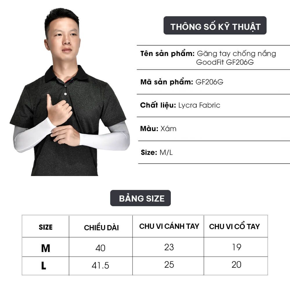 Găng tay chống nắng nam, nữ UPF50+, chống tia UV GoodFit GF206G