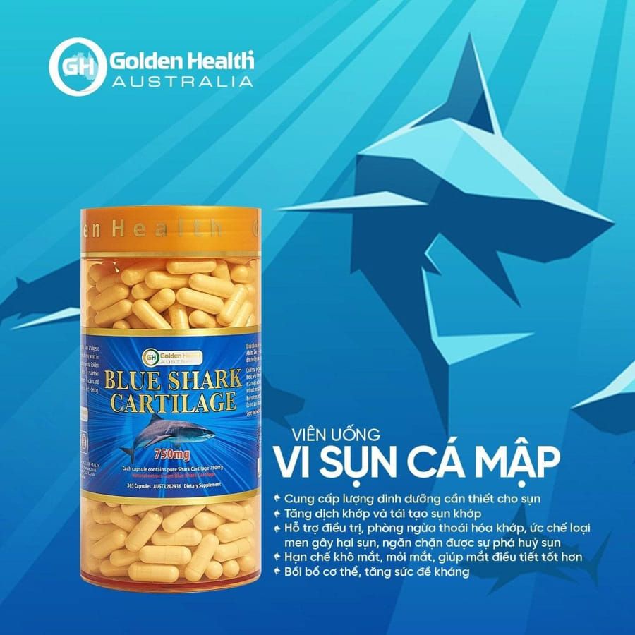 Viên Uống Sụn Cá Mập Golden Health Shark Cartliage 750mg 365 Viên