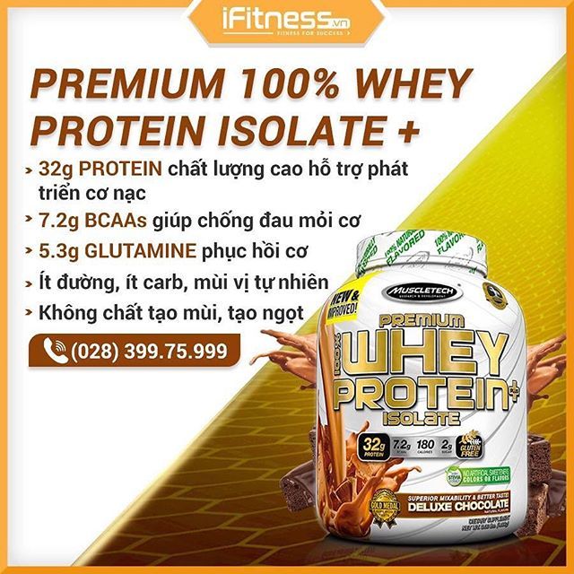 Sữa Tăng Cơ MuscleTech Premium 100% Whey Protein Isolate Plus 1.36kg