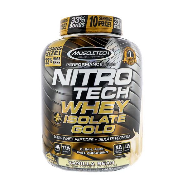 Sữa Tăng Cơ Nitro Tech Whey Plus Isolate Gold 4lbs (1.8kg)