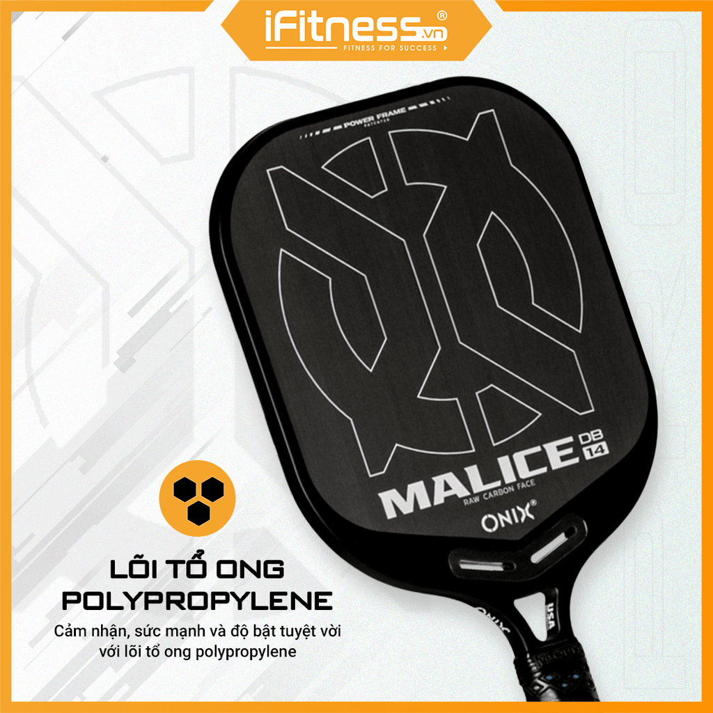 Vợt Pickleball Chuyên Nghiệp Onix MALICE DB, Raw Carbon 14mm & 16mm