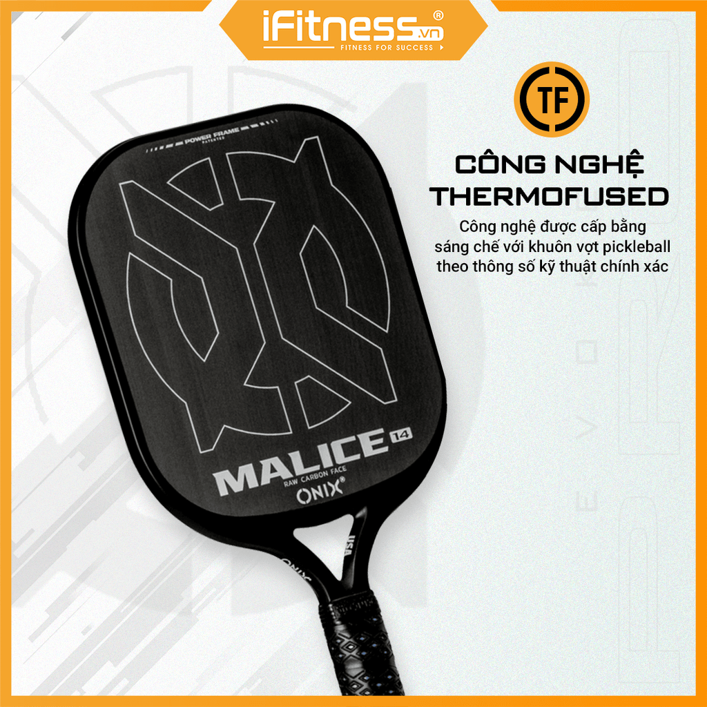 Vợt Pickleball MALICE OPEN THROAT Raw Carbon 14mm & 16mm