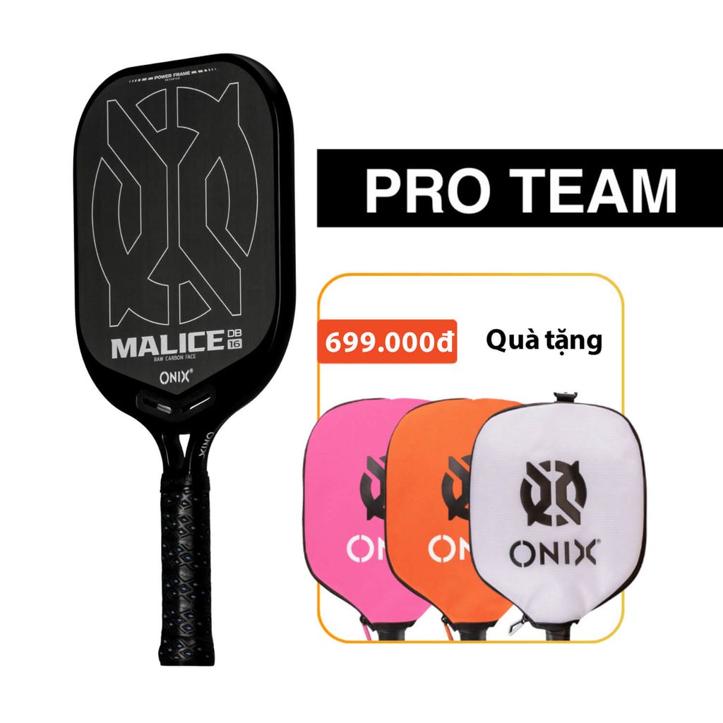 Vợt Pickleball MALICE OPEN THROAT Raw Carbon 14mm & 16mm
