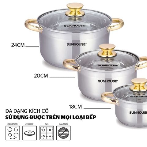 Bộ Nồi Inox 5 Đáy Sunhouse SH781