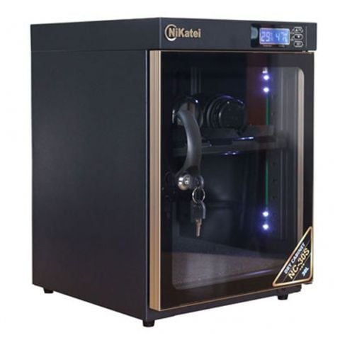 Tủ chống ẩm Nikatei NC-30S viền nhôm mạ vàng