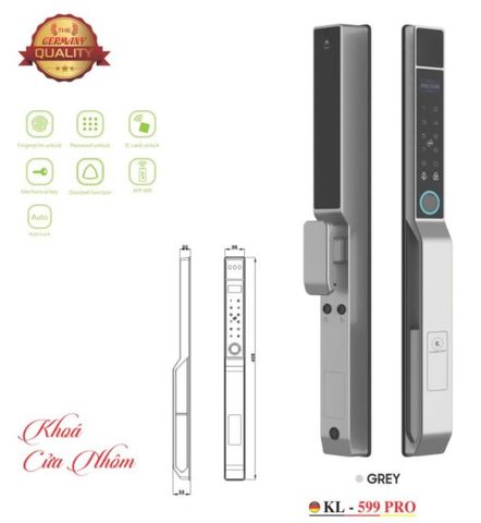KHÓA CỬA NHÔM VÂN TAY KASSLER KL-599PRO GREY