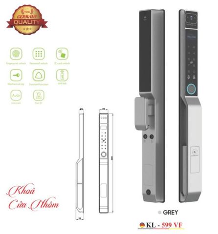 KHÓA CỬA NHÔM VÂN TAY KASSLER KL-599VF GREY