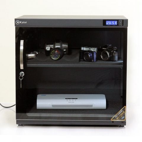 Tủ chống ẩm chuyên dụng Nikatei NC-120HS, viền nhôm mạ bạc (120 lít)