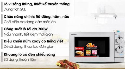 LÒ VI SÓNG SHARP R-32A2VN-S 23 lít