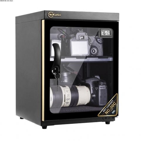 Tủ chống ẩm Nikatei NC-30C viền nhôm mạ vàng