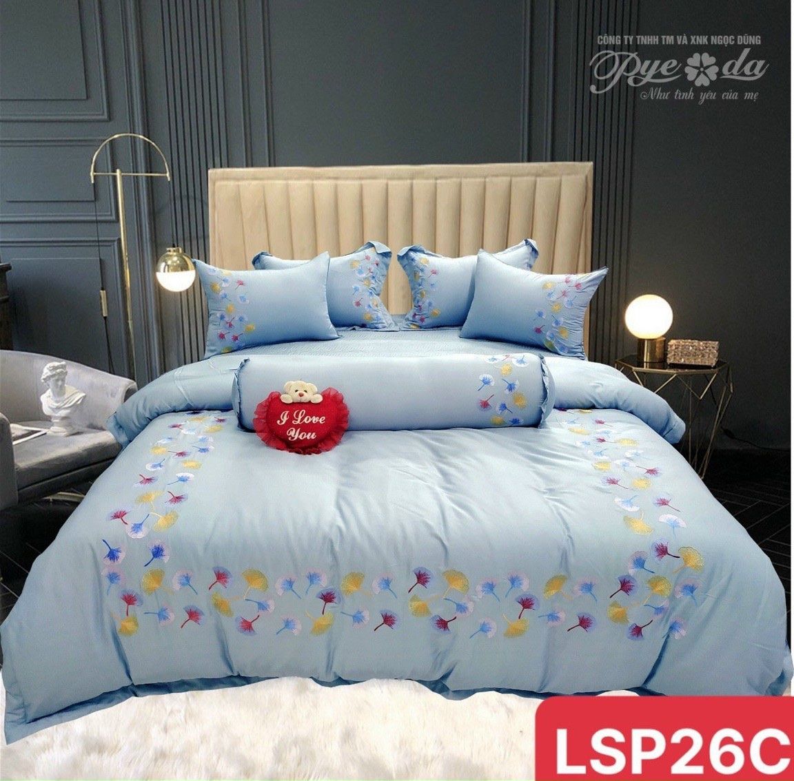 Bộ chăn ga gối cotton lụa cao cấp LTT02