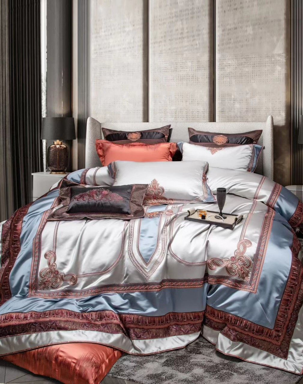 Bộ Ga Gối Lụa Tơ Tằm Singapore Luxury Cao Cấp KL2452