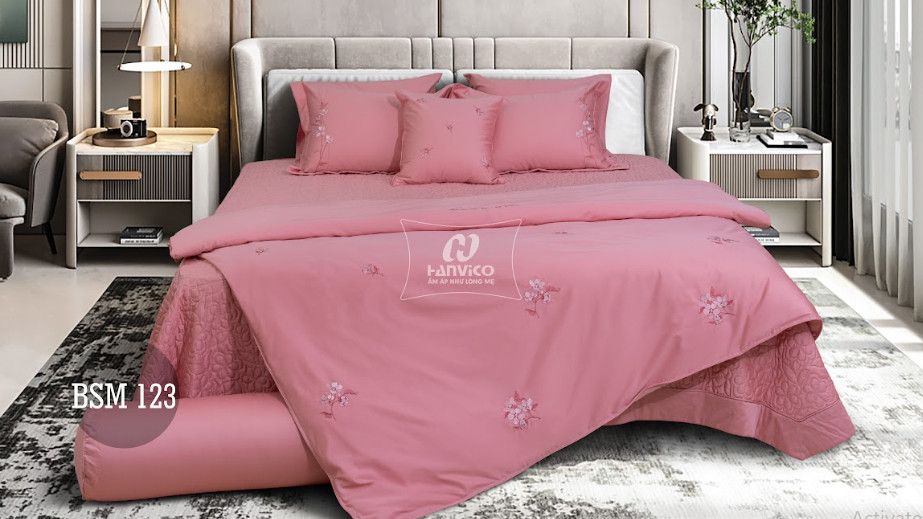 Bộ ga phủ thêu Blue Sky – BSM123 hanvico