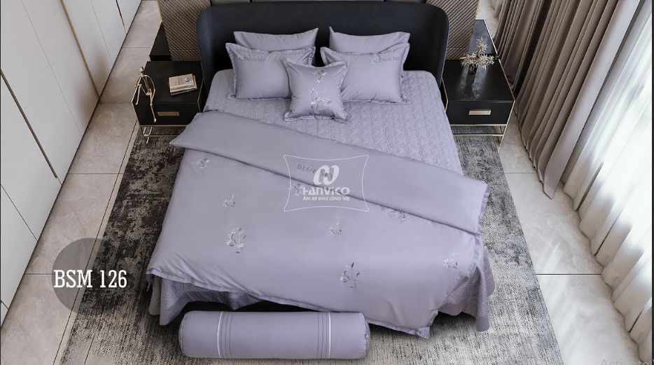 Bộ ga phủ thêu Blue Sky – BSM126 hanvico