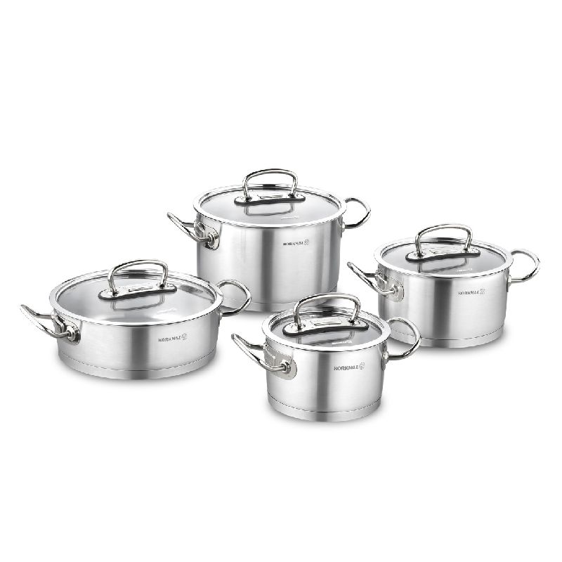 Bộ 4 nồi inox 18/10 Korkmaz Proline (nồi 2 lít/3.8 lít/6.3 lít/nồi thấp 3.1 lít)