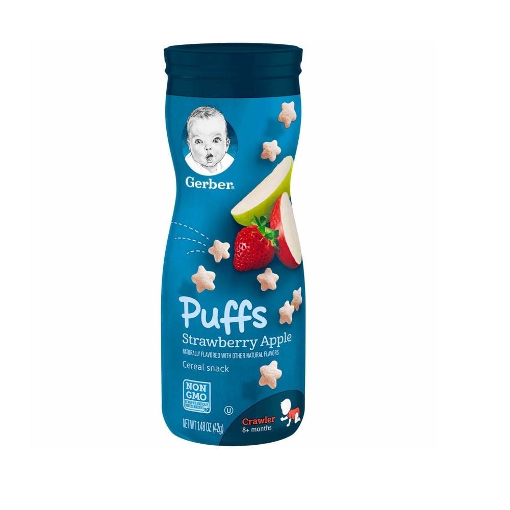 Thực phẩm bổ sung bánh ăn dặm Gerber vị Dâu táo 42g Dành cho bé từ 8m