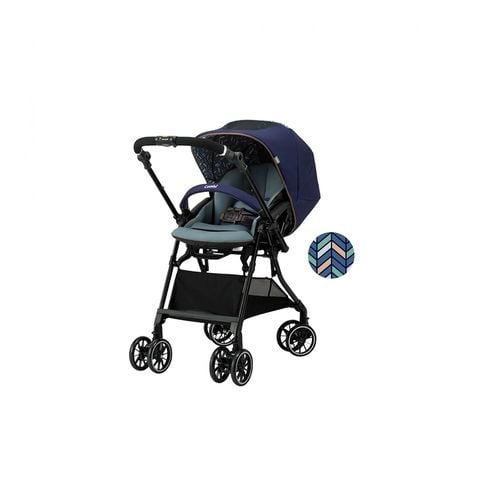 Xe đẩy Combi Sugocal Compact 4 bánh quay tự động màu xanh navy