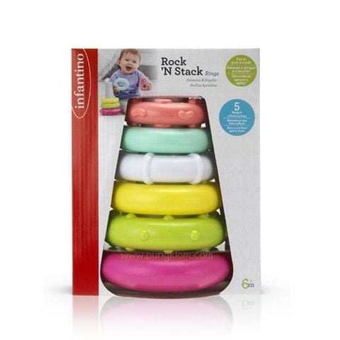 Đồ chơi infantino tháp xếp chồng - màu hồng - Rock'N Stack Rings