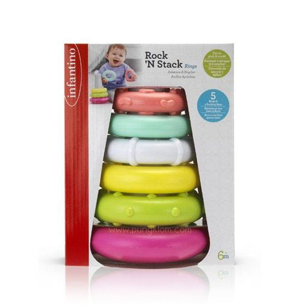 Đồ chơi infantino tháp xếp chồng - màu hồng - Rock'N Stack Rings