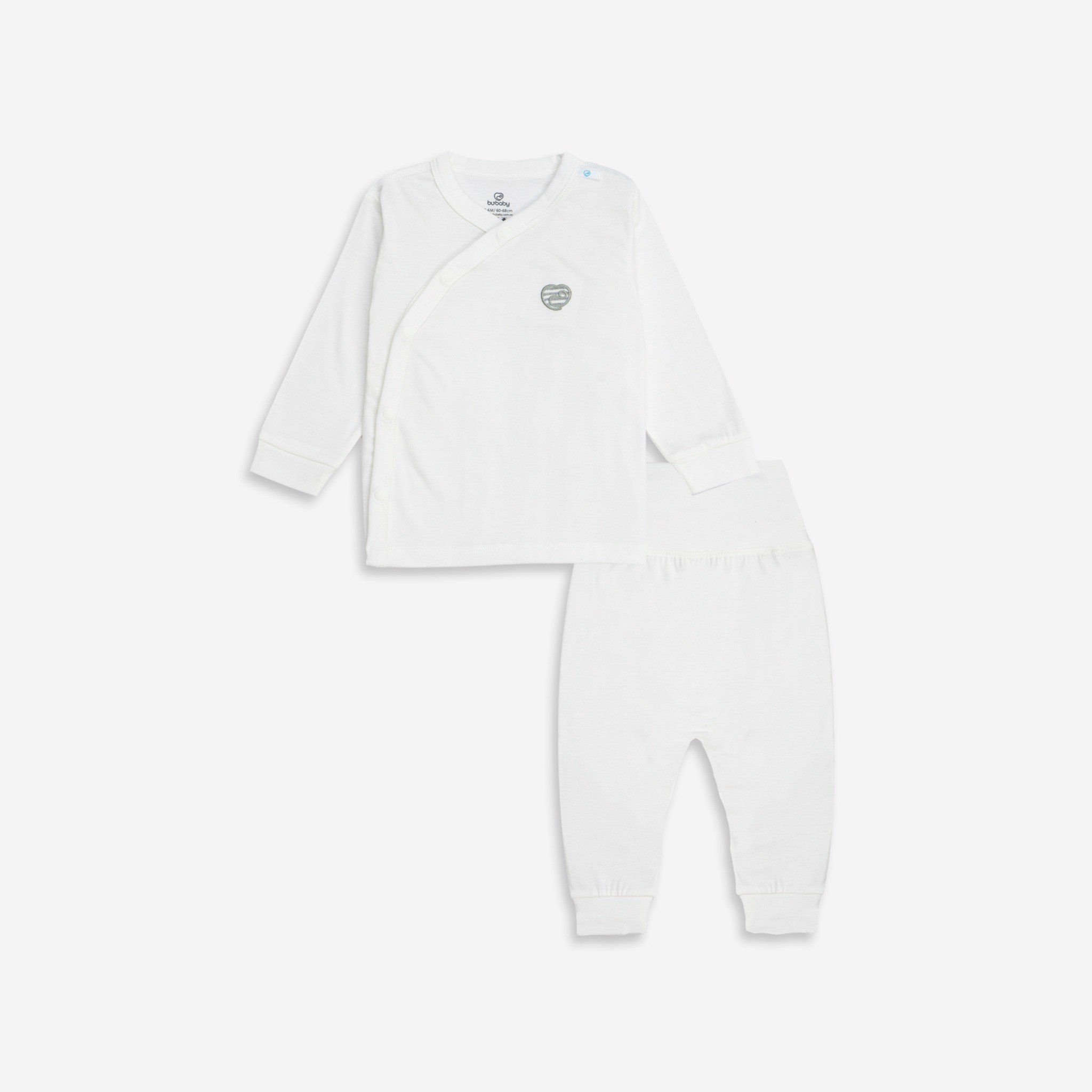 Bộ dài tay cài chéo BU Baby Joyful trắng