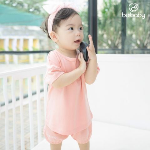 BOC012.03Bộ cài sau cộc tay Buganik Baby Loves Hồng