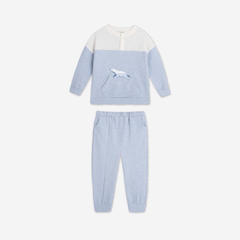 BỘ DÀI TAY LA POMME SWIMMING BEAR MÀU XANH