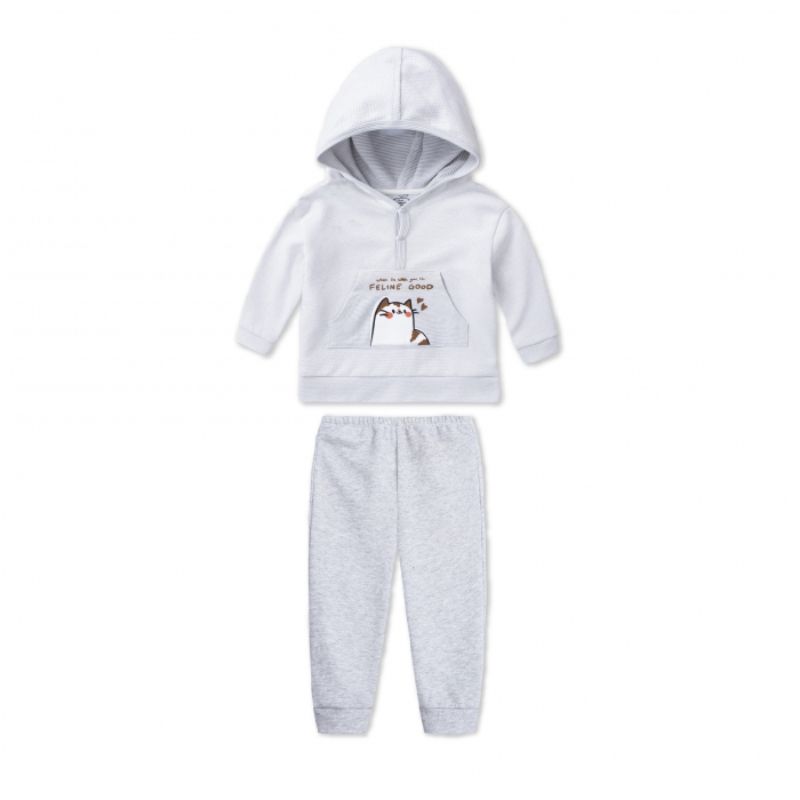 Bộ dài tay La Pomme Hoddie Tommy - Ghi